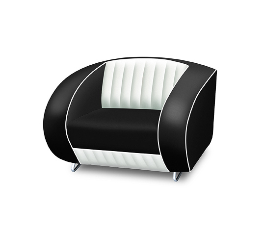 Bel Air Retro Furniture Single Seater Sofa - White Back
