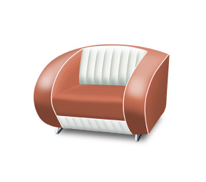 Bel Air Retro Furniture Single Seater Sofa - White Back