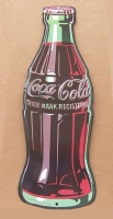 Retro Sign Enamelled Metal - Coca-Cola Bottle - Large