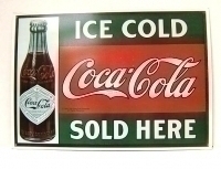 Retro Sign Enamelled Metal - Coca-Cola Sold Here