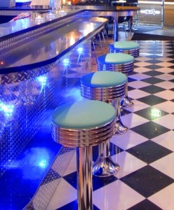 Bel Air Retro Furniture Diner Floor Fix Swivel Barstool - BS27