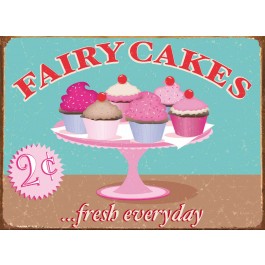 Retro Enamelled Sign - Fairy Cakes