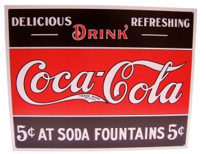 Retro Enamelled Sign - 5c Coke Soda Fountain