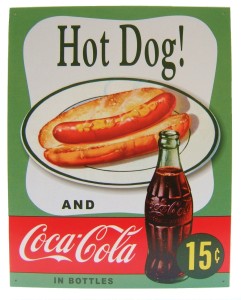 Retro Enamelled Sign - Hot Dog And Coke